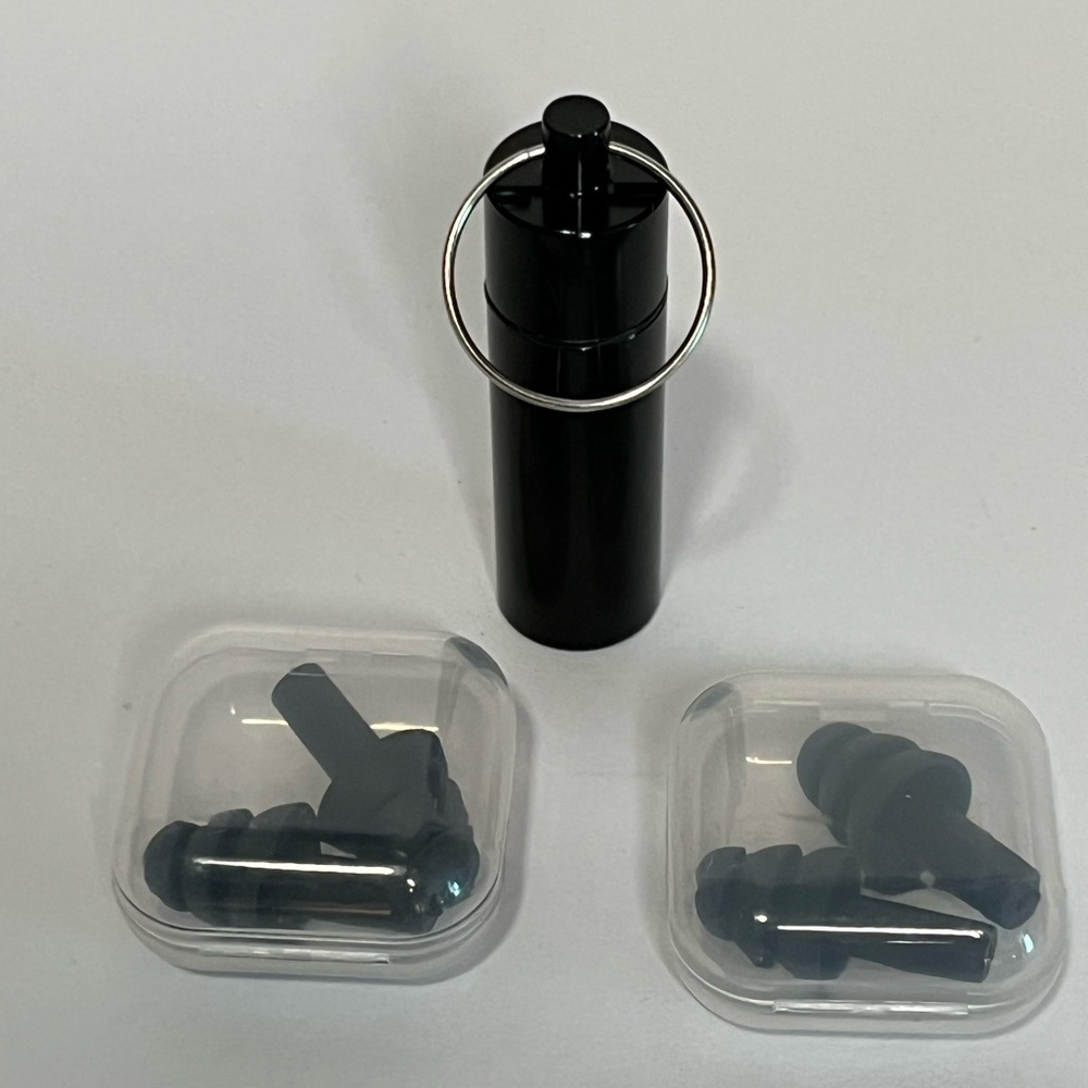 Compact Black Earplug Kit with Carry Capsule